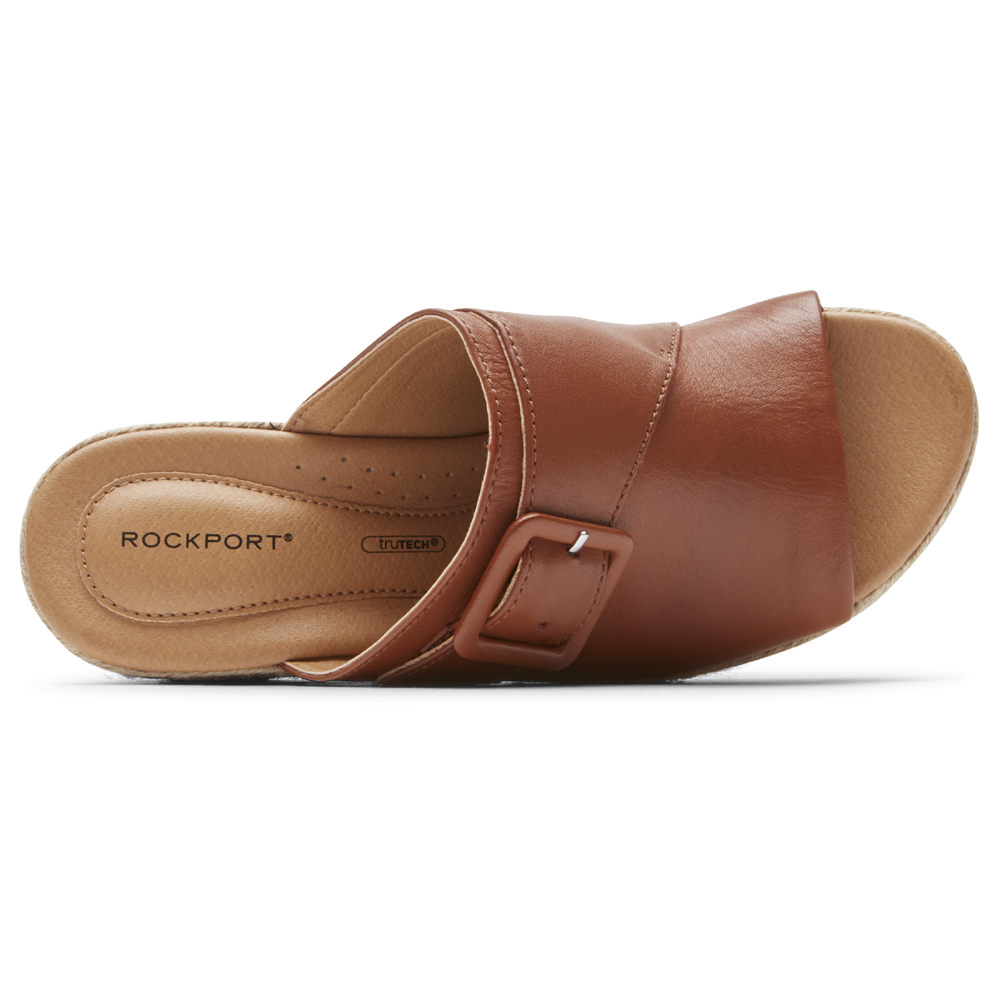 Rockport Slides For Womens Brown - Lyla Buckle - AW9586127